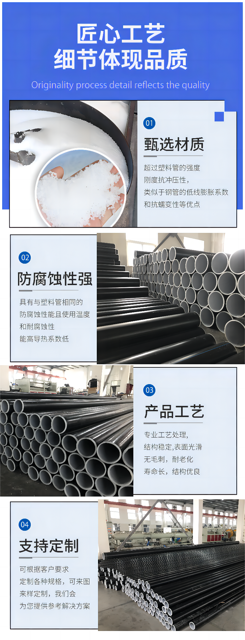 PE pipe 160 steel wire mesh skeleton composite pipe SDR11 steel wire mesh skeleton pipe 1.6Mpa plastic fire water supply pipe