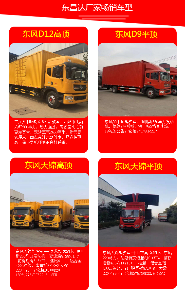 Dongfeng Tianjin 9-meter 8-box truck KR Cummins 245 horsepower 23 year National VI B new flying wing car