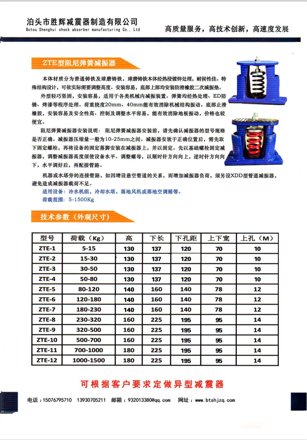 Shenghui ZTE type fan shock absorber, floor mounted damping spring shock absorber, chiller base mounted shock pad