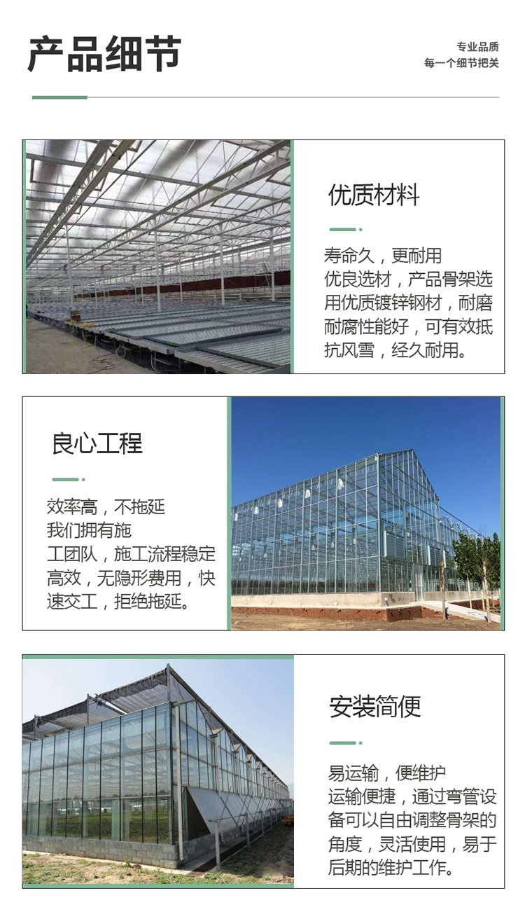 Construction of hot-dip galvanized steel pipe framework for vegetable and flower planting greenhouse in intelligent glass greenhouse with sunlight