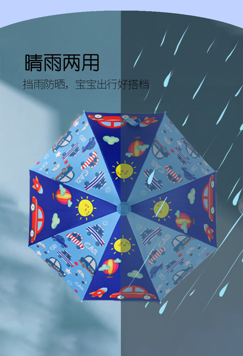 Children's Umbrella Manufacturer's Stock New Student Boys and Girls Cartoon Cute Umbrella Long Handle Sunshade Umbrella Customizable