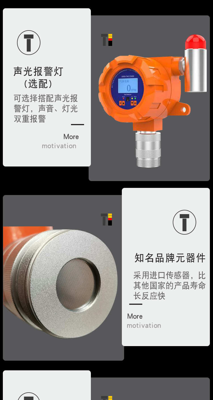 Industrial and commercial online monitoring gas alarm, combustible gas detector, restaurant factory gas leakage alarm