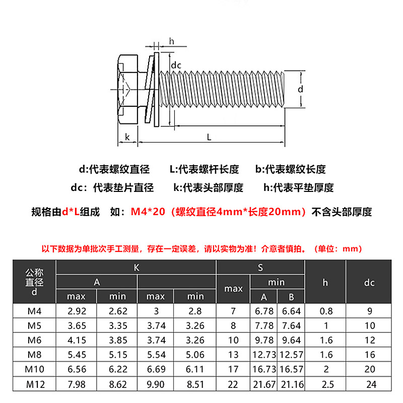 Outer hexagonal bolt flat washer combination DIN933 stainless steel 304 316 carbon steel alloy steel