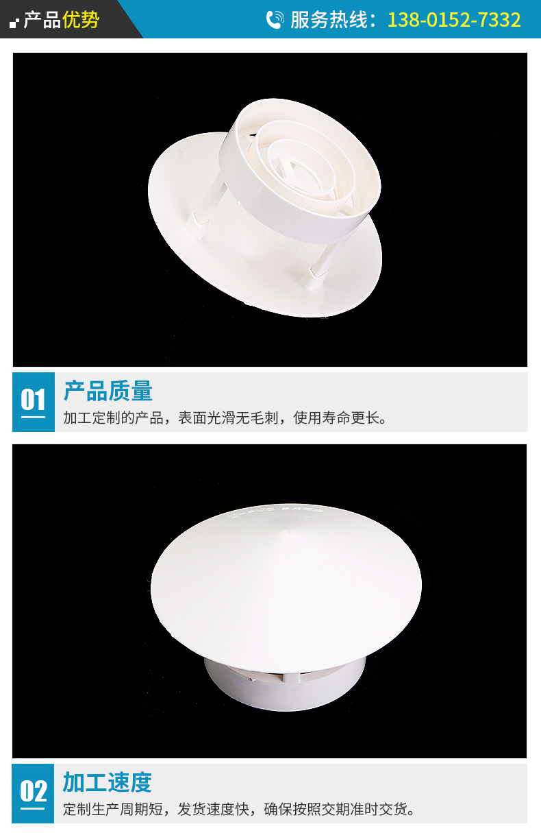 San Shun PVC ventilation and rainproof cap, multi-purpose roof plastic breathable cap, 50 75 110 rain and exhaust cap