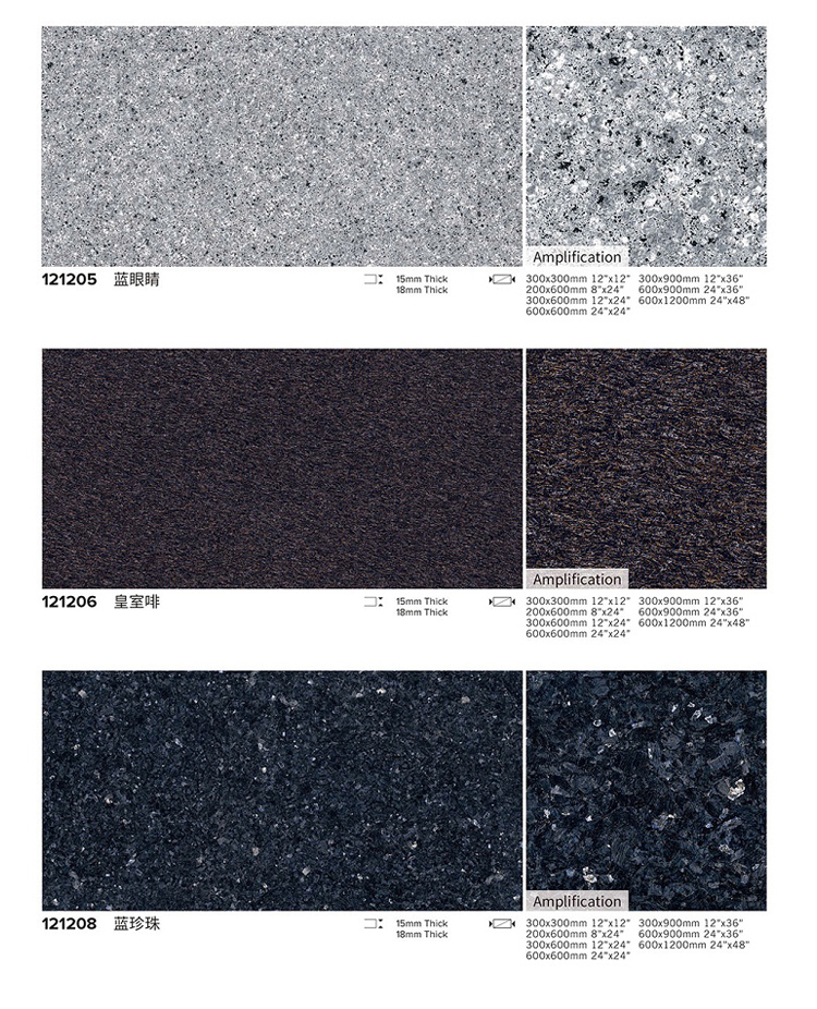 Imitation granite 15mm thick floor tiles, outdoor square tiles, sesame gray quartz bricks, courtyard villas, burnt floor paving stones