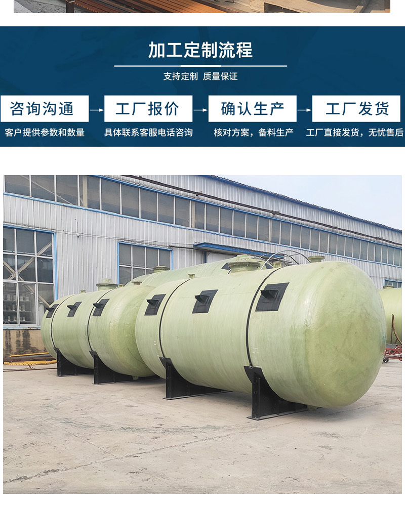 Juwei fiberglass water tank 1-200 cubic meters FRP winding water storage facility, horizontal vertical fire tank, maintenance free