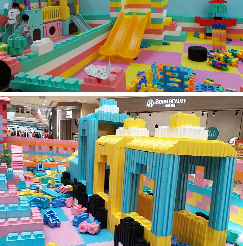 Large indoor EPP foam building block park mall children building block castle assembly building block wall playground