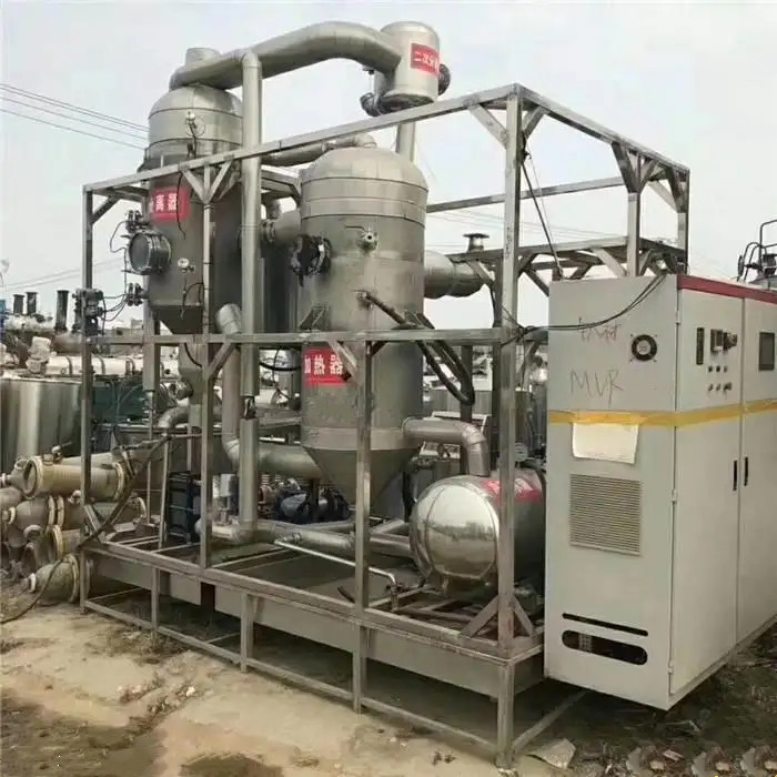 Used 2-ton titanium material forced circulation evaporator, 3-ton dual effect concentration and evaporation equipment