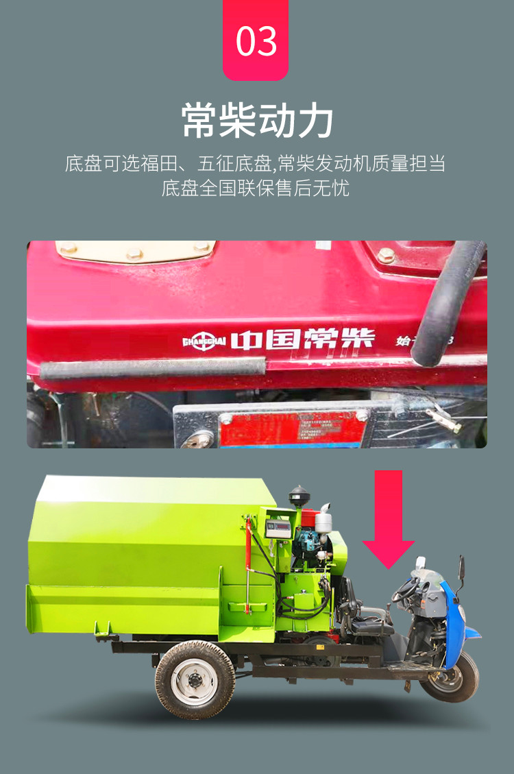 Silent Design of Diesel Dispenser Car in Cattle Farm Feeding Car New Energy Electric Three Wheel Feeding Car