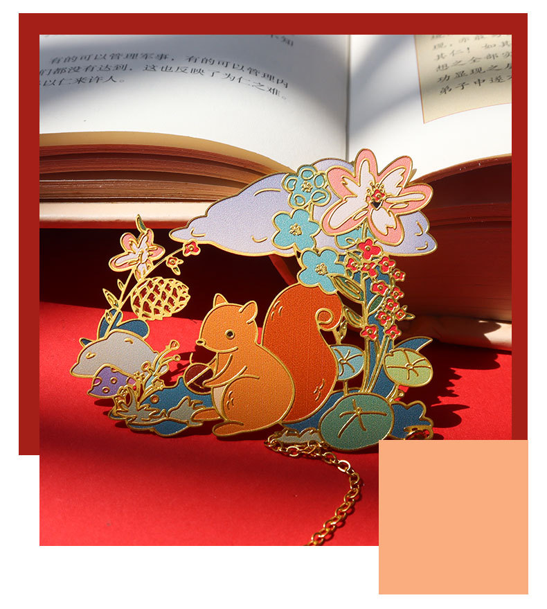 Creative Animal Paradise Metal Bookmark Chinoiserie Style Cultural Creative Hollow out Bookcase Student Gift Enterprise Gift Customization