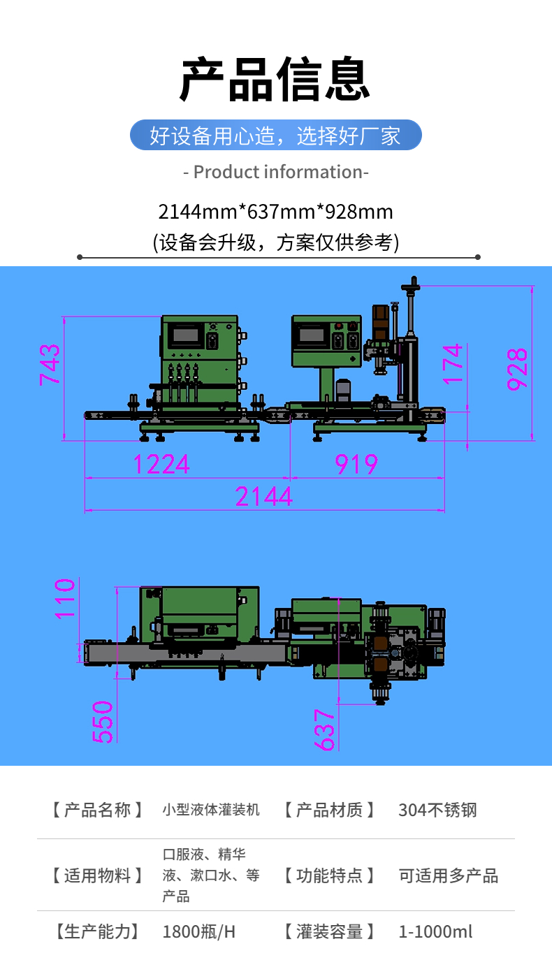 Small liquid filling machine, fully automatic quantitative filling equipment, small dose liquid filling production line customized by manufacturers