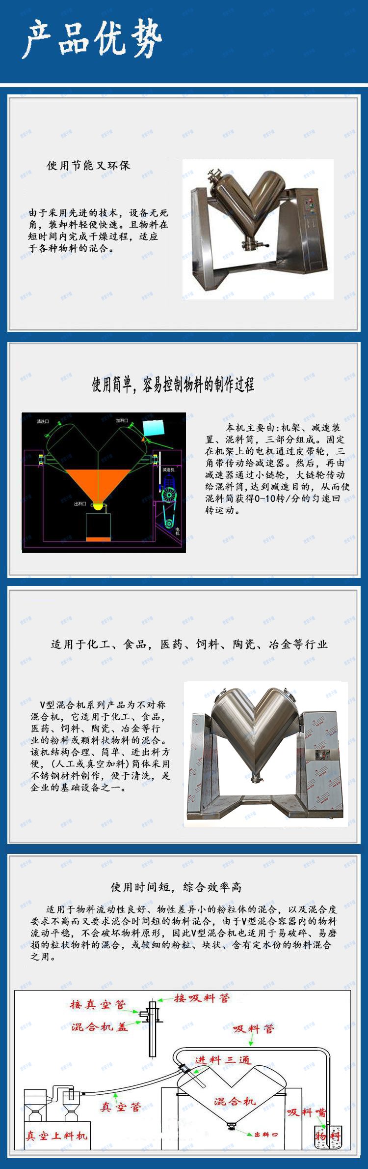 Hui Heng Spice, Color, Dye Mixer, Stainless Steel V-shaped Mixer, Starch Powder Particle Mixer