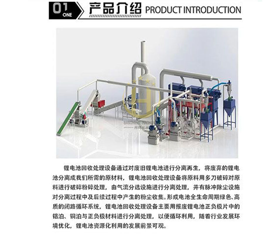 Banghui Waste Lithium Battery Treatment Equipment Positive and Negative Electrode Crusher Off store Pool Crushing Production Line Green and Environmental Protection