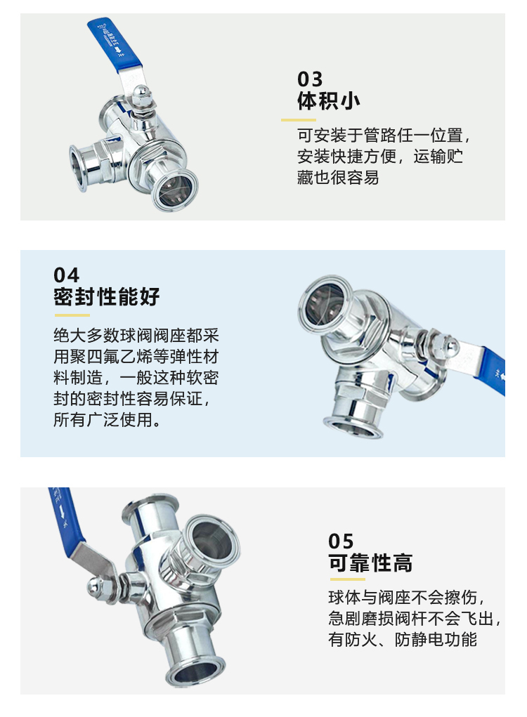 Stainless steel forged external thread three-way ball valve, sanitary food grade T-type/L-type reversing valve, Hongfeng pipe fittings