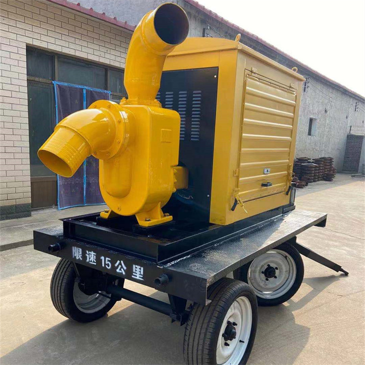 Large flow flood prevention mobile pump truck emergency drainage pump 30 meter lift cast iron self priming pump trailer type water pump