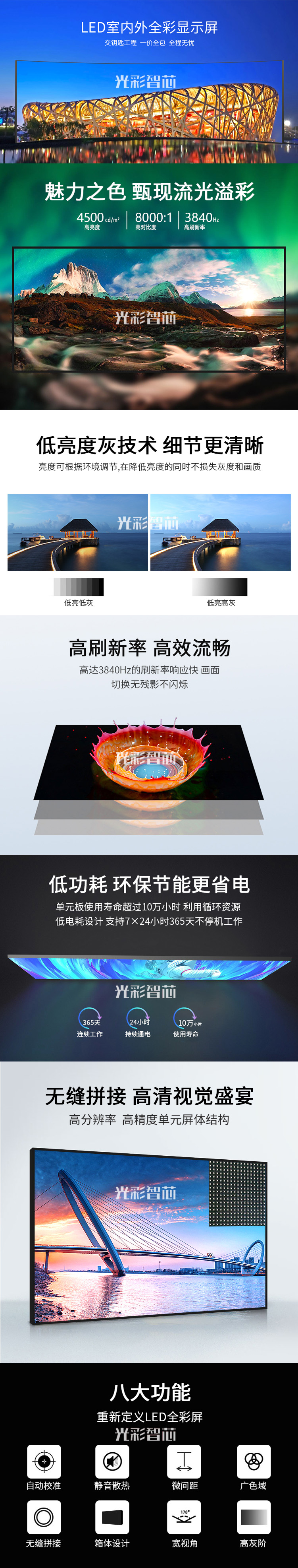 Big data monitoring platform LED display P1.538 interactive large screen P1.25 media advertising Guoxing screen