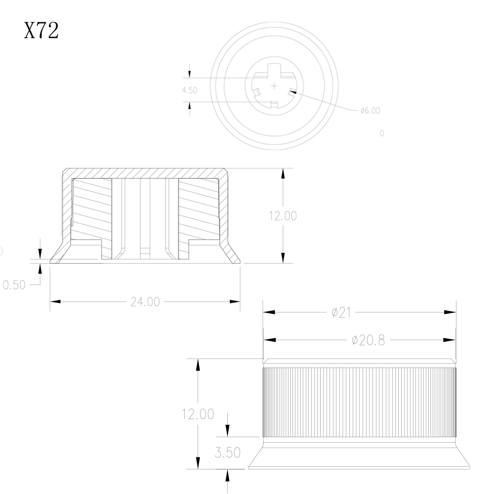 Audio equipment adjustment aluminum knob power amplifier volume control aluminum shell plastic knob cap