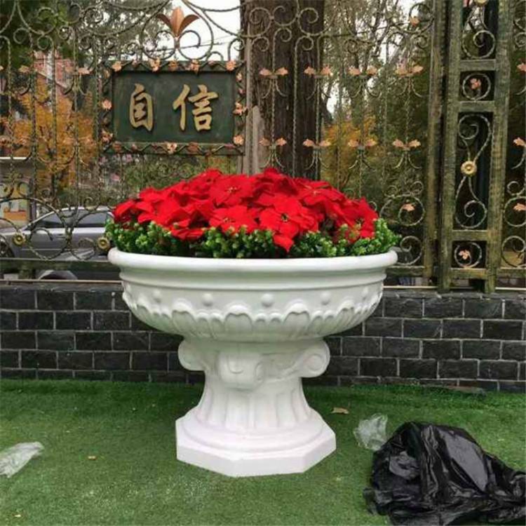 石头花盆圆形 晚霞红圆缸 中式庭院养鱼水缸 石雕鱼缸 万硕