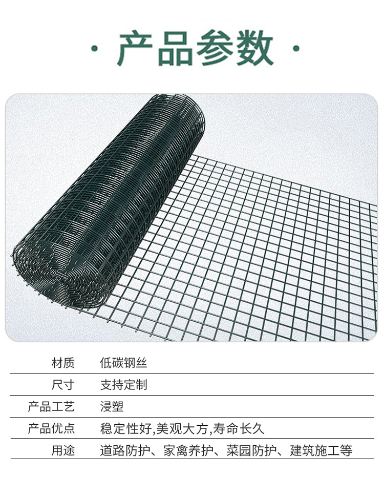 Dutch mesh, wire mesh, breeding fence, enclosure for chicken farming, protective isolation net, steel wire welding, external immersion plastic spring rain