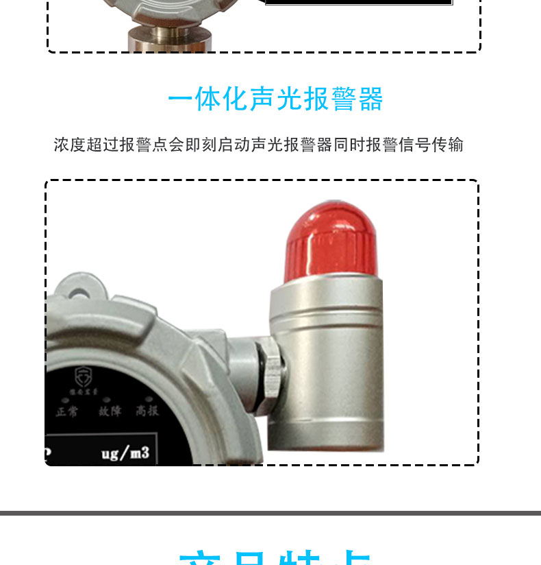 Industrial workshop spraying fixed dust particle concentration detection alarm, warehouse explosion-proof sawdust detector