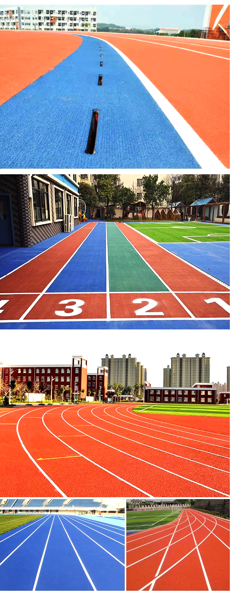 Ming Yu Han Qin Prefabricated Rubber Runway 13mm Thick Package Material Red, Yellow, Blue Overall Good Effect