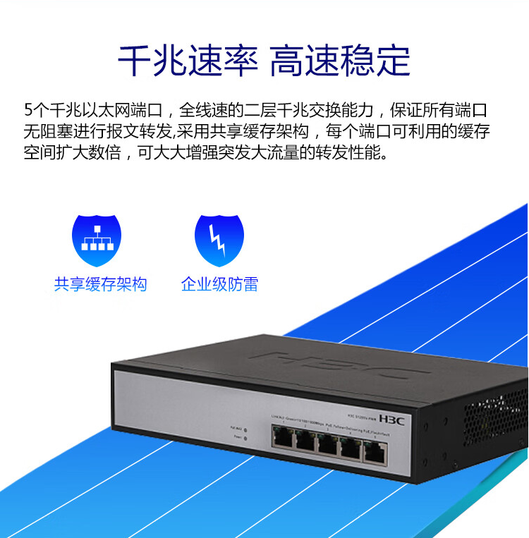 H3C 5-port Gigabit Unmanaged Enterprise POE Switch 60W Power Supply S1205V-PWR