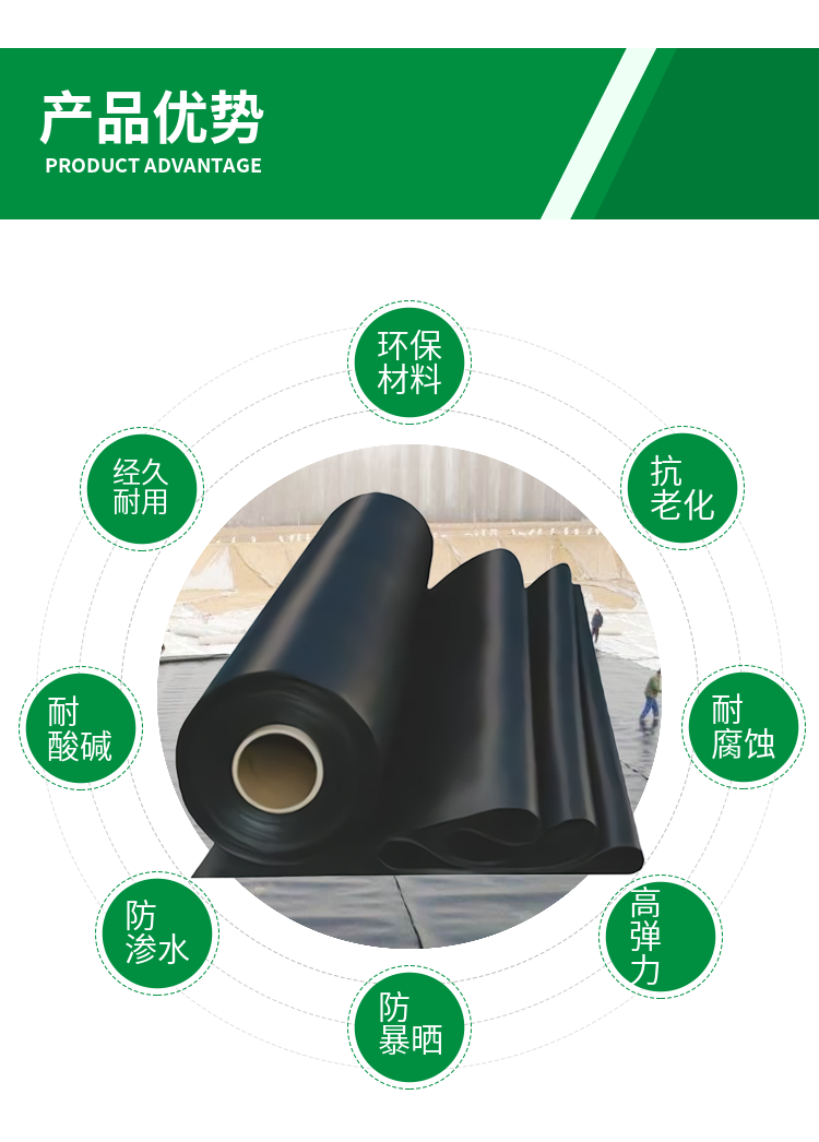 HDPE geomembrane anti-seepage film for landfill, oxidation pond, slag yard, biogas tank, ground fish pond aquaculture