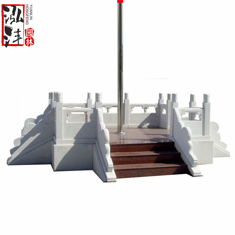 White Marble railing flag raising platform school playground marble flag platform railing granite steps can be customized