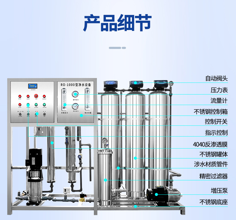 Water treatment equipment RO reverse osmosis pure water equipment Water purification equipment Drinking Water purification purification equipment