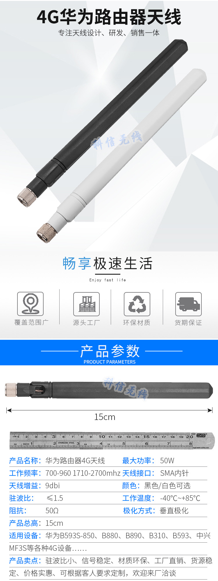 4G antenna stick antenna omnidirectional high gain Huawei B310 B315 wireless router antenna wifi through wall