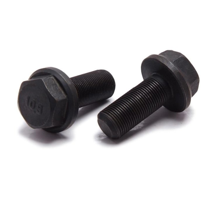 Blackened flat flange bolt, outer hexagonal flange plate screw, carbon steel grade 10.9 flange bolt