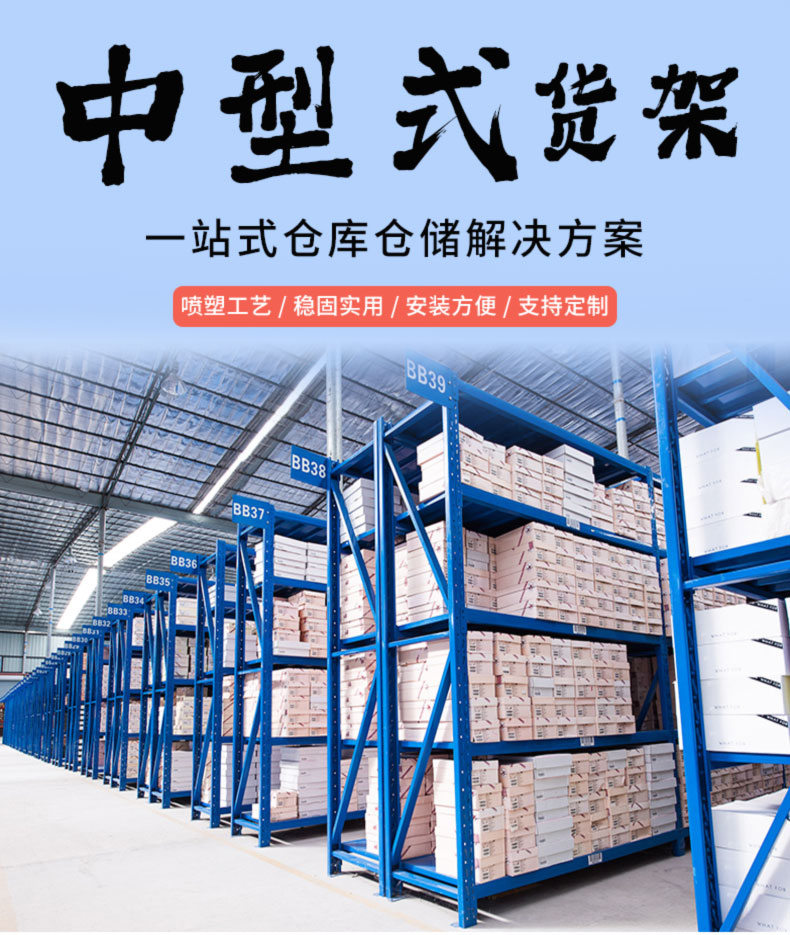 Warehouse rack combination: Heavy multi-layer household warehouse storage goods iron rack