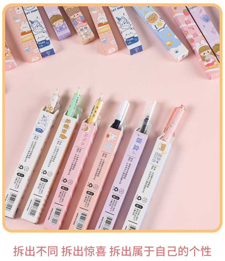 Surprise blind box pen students' high face value press pen Rollerball pen surprise box children's 61 stationery gifts 123