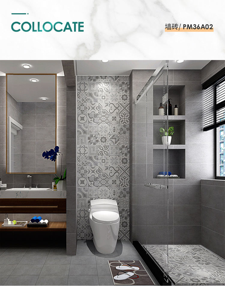 Manufacturer's cement bricks, gray bathroom tiles, retro bathroom kitchen wall tiles, anti slip toilet 300x600 floor tiles