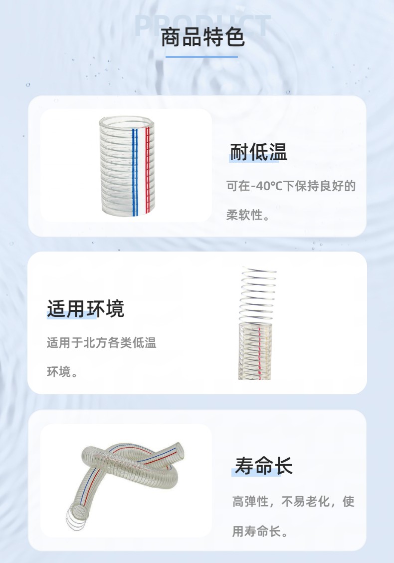 PVC steel wire reinforced hose, cold and frost resistant, vacuum transparent steel wire hose, avant-garde plastic