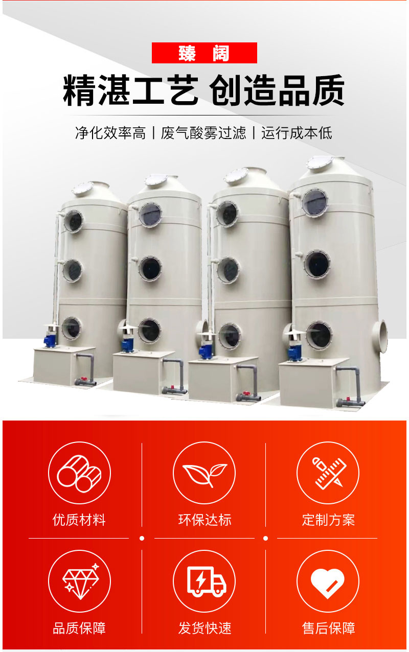 Zhenkuo Dust Removal Purification Tower Industrial Acid Mist Waste Gas Treatment Equipment PP Stainless Steel Acid Alkali Washing Tower Spray Tower