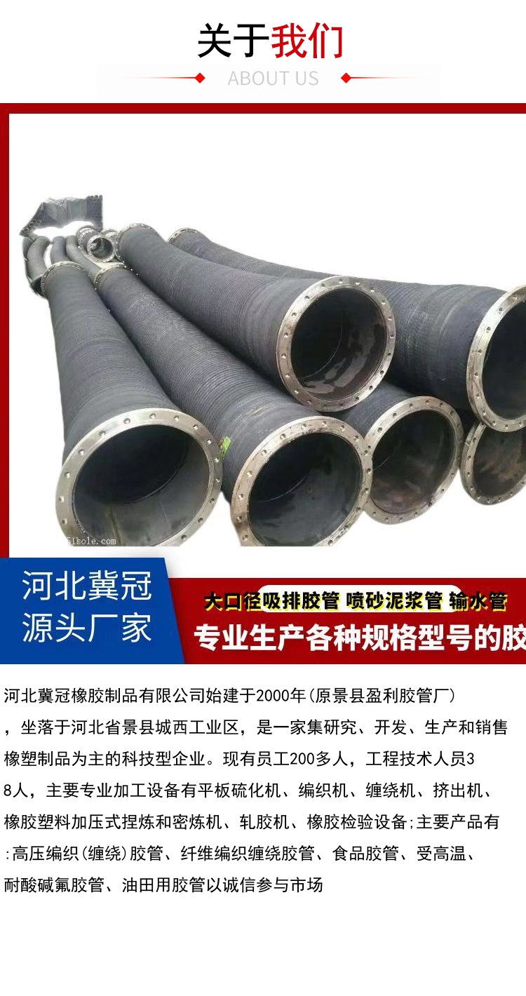 Jiguan composite bend pipe with ceramic lining and wear-resistant composite pipe for conveying sewage, mud, and steam rubber hose