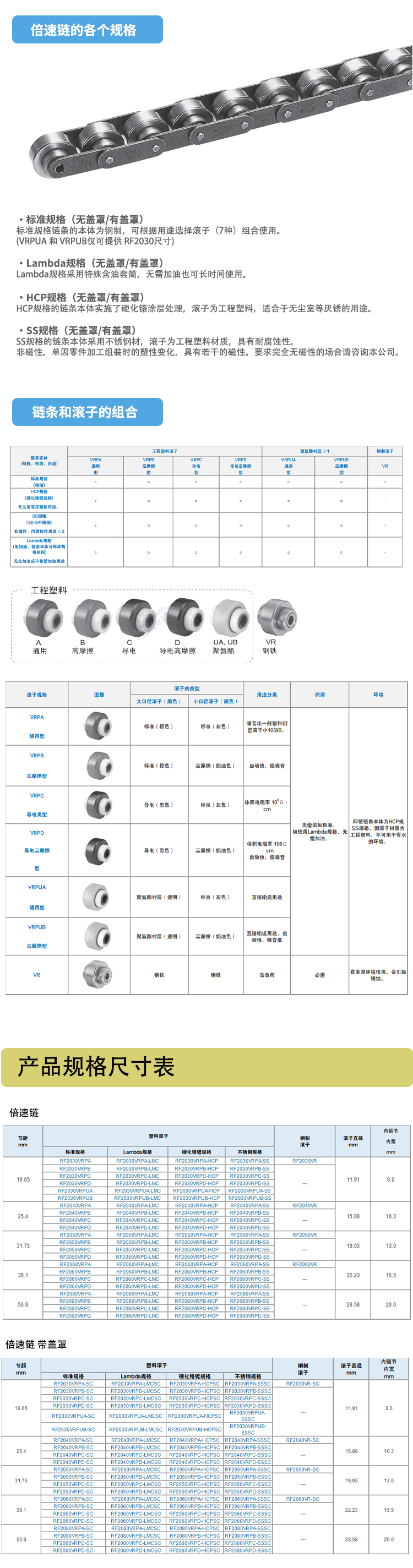 Tsubkai Chunben Double Speed Chain RF2060VRP-LMC Lambda Specification SS Specification