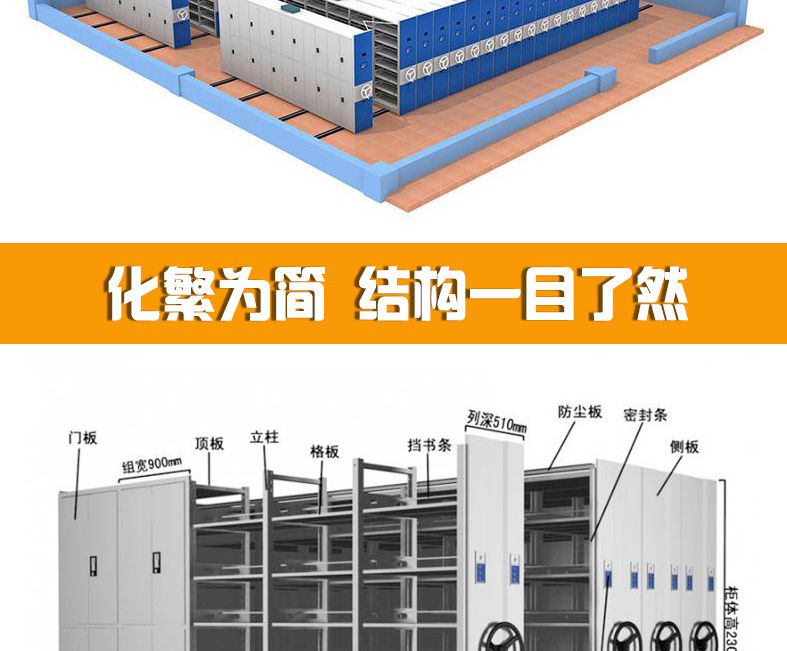 Xionghu produces 6-layer double-sided dense rack steel storage file cabinets, which can be moved and installed on site