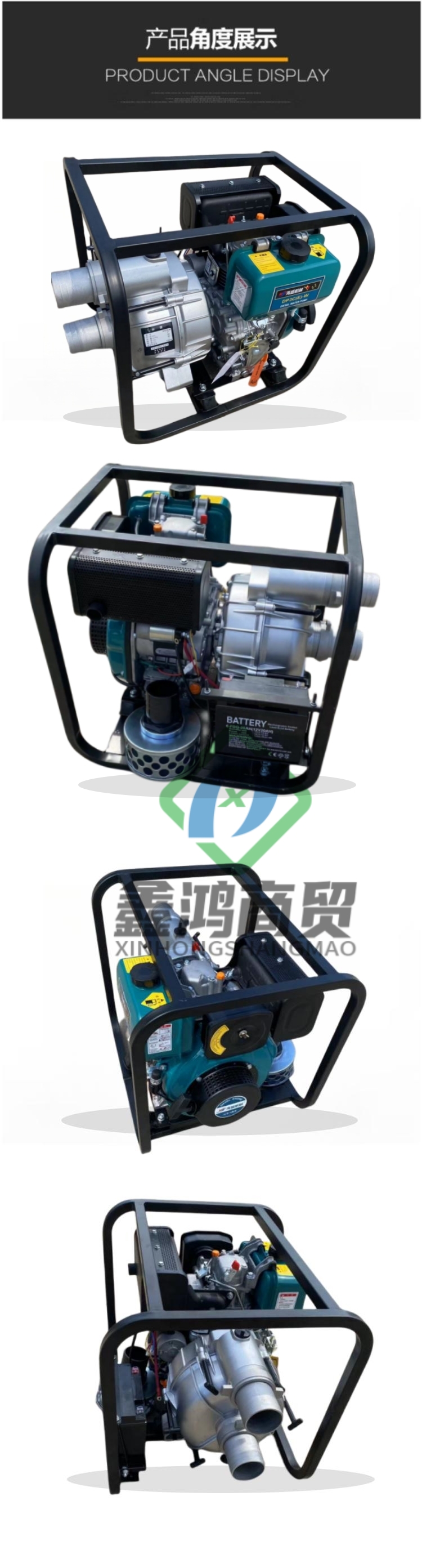 178F air-cooled diesel 3-inch sewage pump with manual and electric dual start construction site sewage pump flow rate of 100 cubic meters per hour