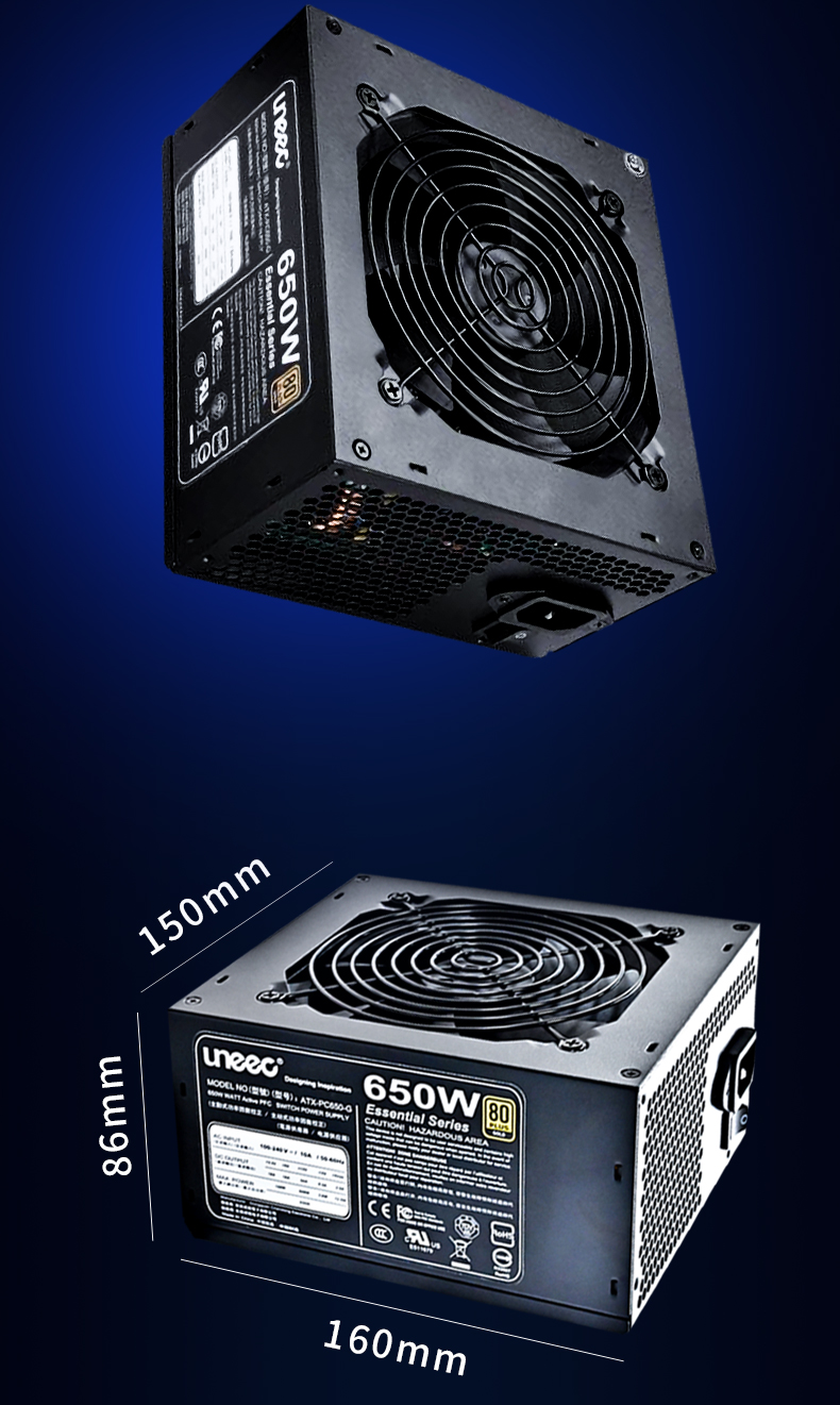 Chengming Power Supply ATX Rated 650W Gold Medal Certified Silent Fan Multiple Protection Three Year Warranty