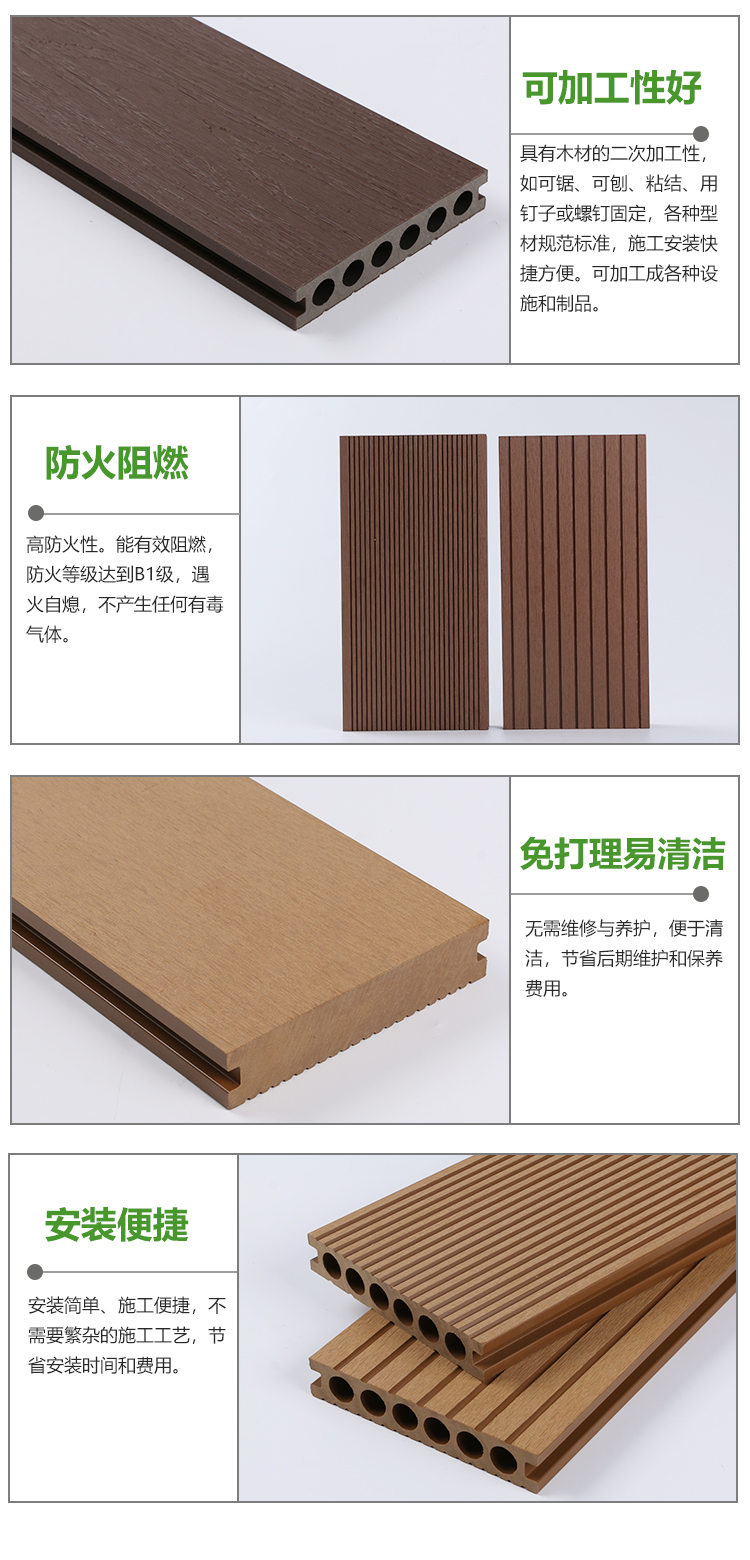 Baiqiwei Moisture-proof Plastic Wood Flooring Scenic Area PE Outdoor Wood Plastic Flooring Construction Waterproof Strip Courtyard Flooring