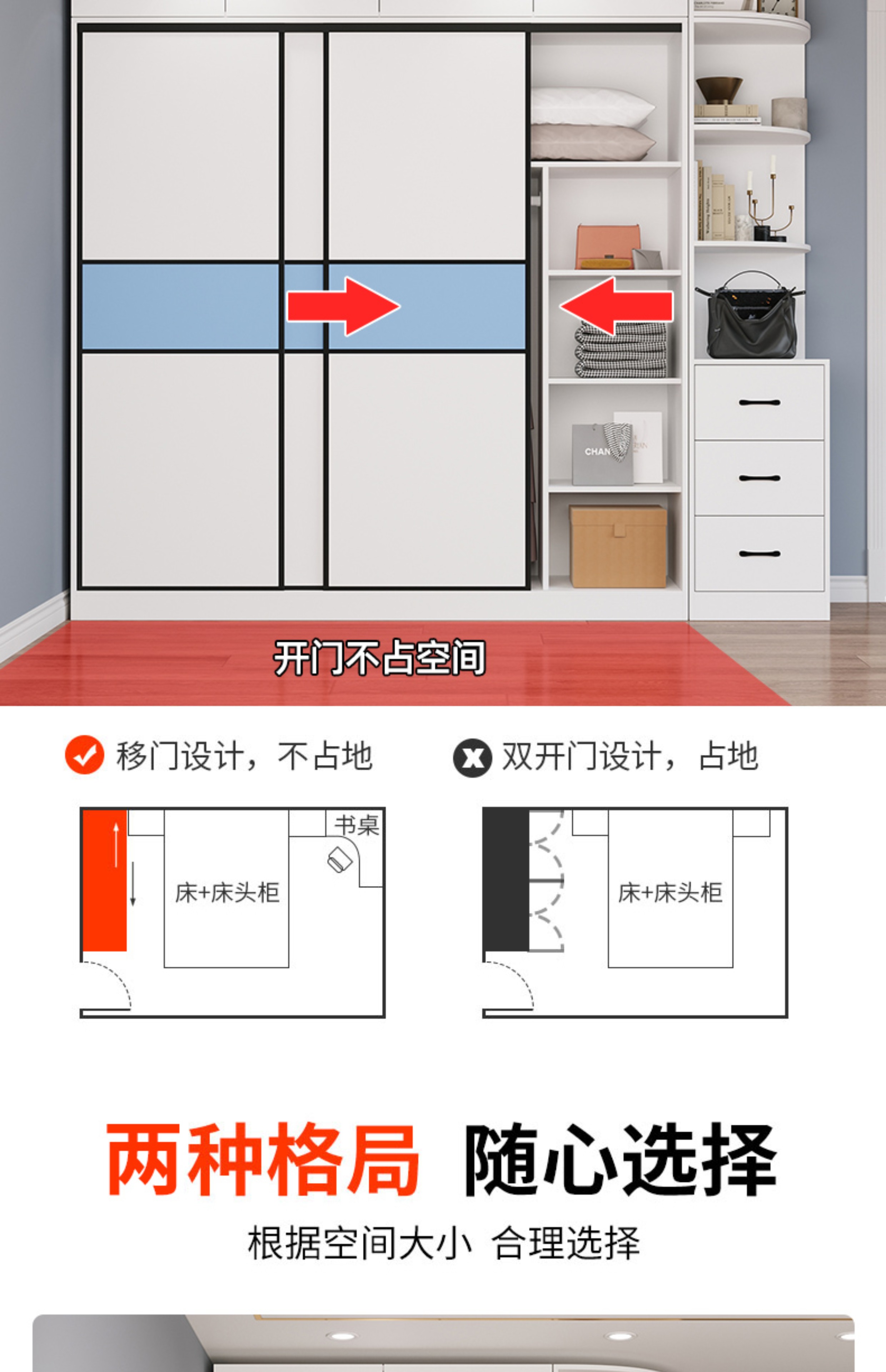 Aluminum alloy wardrobe, household bedroom sliding door, storage cabinet, simple assembly, economical and practical welding board, large wardrobe