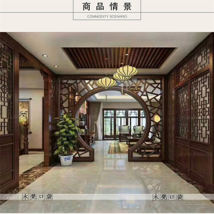 复古中式实木木门 别墅庭院房门 仿古原木门 樱桃木沙比利木定制