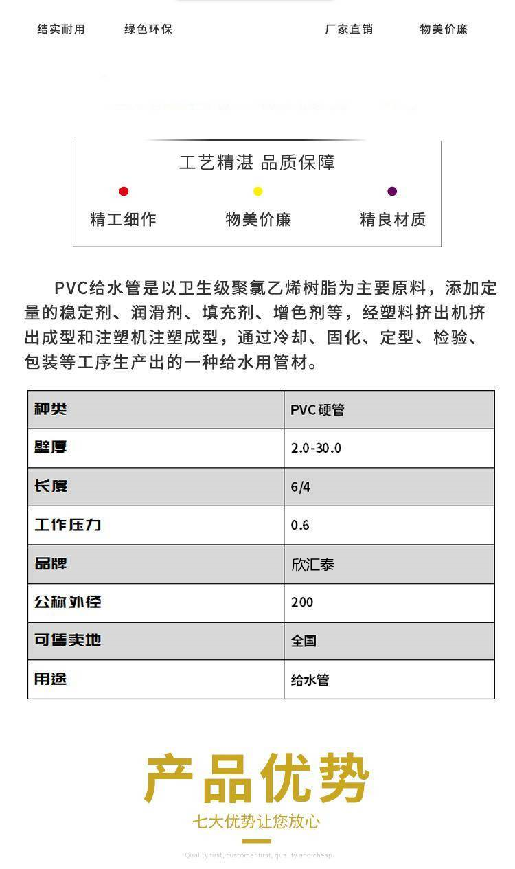 UPVC drainage pipe, community drainage, white PVC water supply pipe, dn100 PVC farmland irrigation pipe, buried for watering