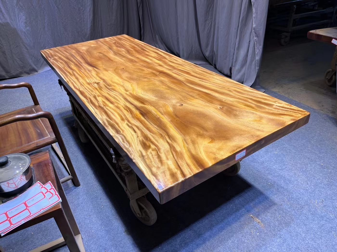 Yuanmufang South American walnut solid wood board, 223 * 90 * 6.5, tea table, desk, office, dining, etc