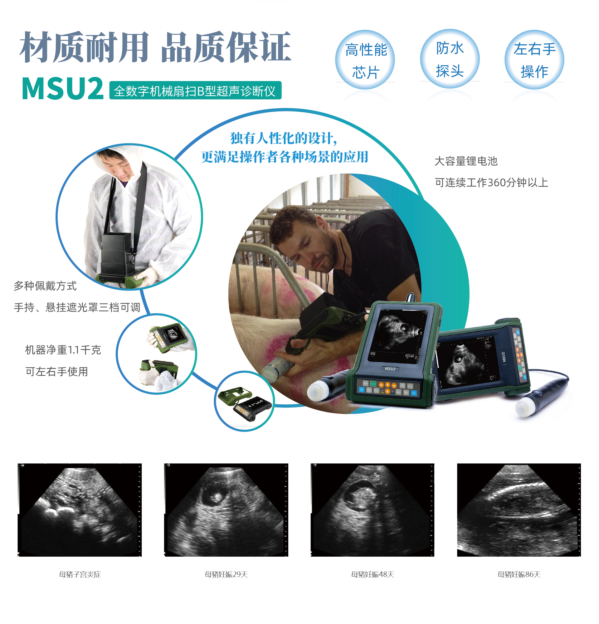 High accuracy of B-ultrasound machine for pigs and sheep, animal fan scanning probe, manufactured by Kaixin Electronics