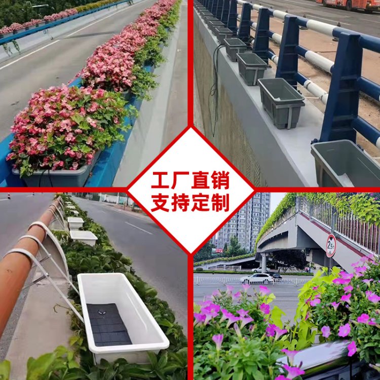 户外长方形花槽 高架桥铝合金悬挂式花箱组合 铝制壁挂绿化花盆