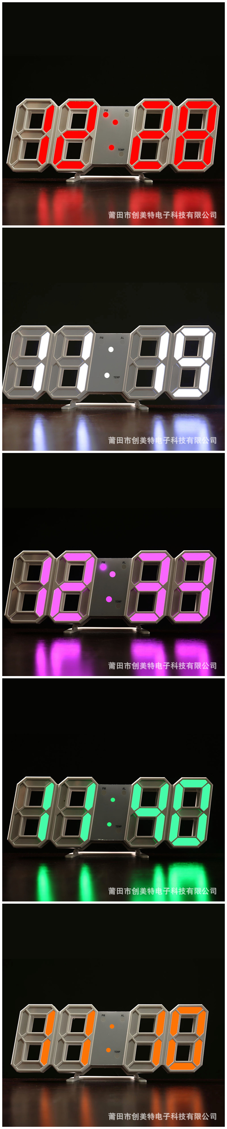 Source Factory Wholesale 3D Digital Clock LED Alarm Clock Japanese 3D Clock Electronic Clock Living Room 3D Wall Clock Thermometer Table Clock