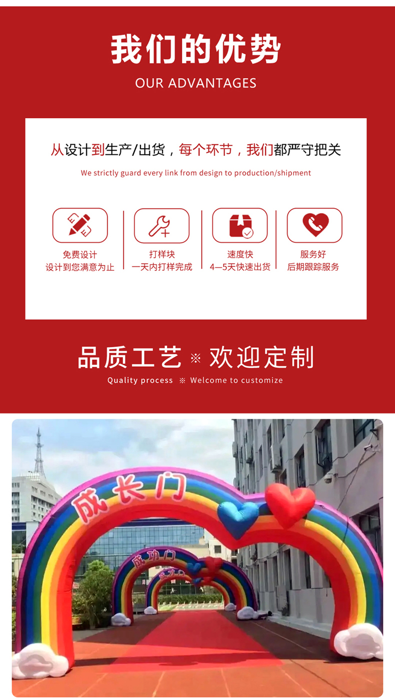 Huajin Air Mold Production and Sales 8m, 10m, 12m Inflatable Arch Customized Portal Arch